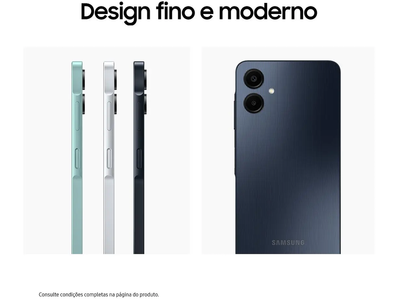 Smartphone Samsung Galaxy A06 128GB 4GB RAM Azul Escuro" Câm. Dupla + Selfie 8MP Tela Infinita de 6.7", Octa Core, Bateria de 5000mAh