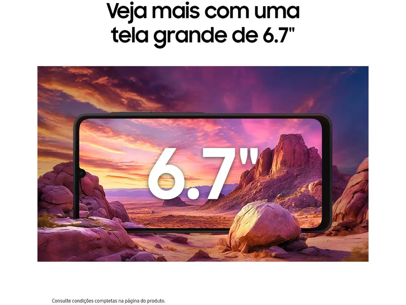 Smartphone Samsung Galaxy A06 128GB 4GB RAM Azul Escuro" Câm. Dupla + Selfie 8MP Tela Infinita de 6.7", Octa Core, Bateria de 5000mAh