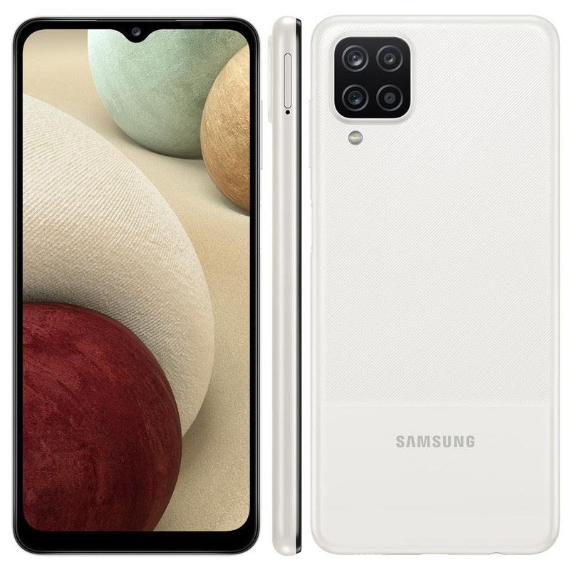 Smartphone Samsung Galaxy A12 Plus Branco 64GB, Tela Infinita de 6.5", Câmera Quádrupla, Bateria 5000mAh, 4GB RAM e Processador Octa-Core